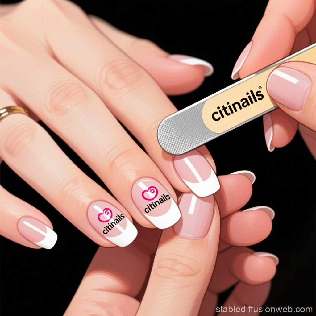 Close-up of Manicure with Citinails Branding