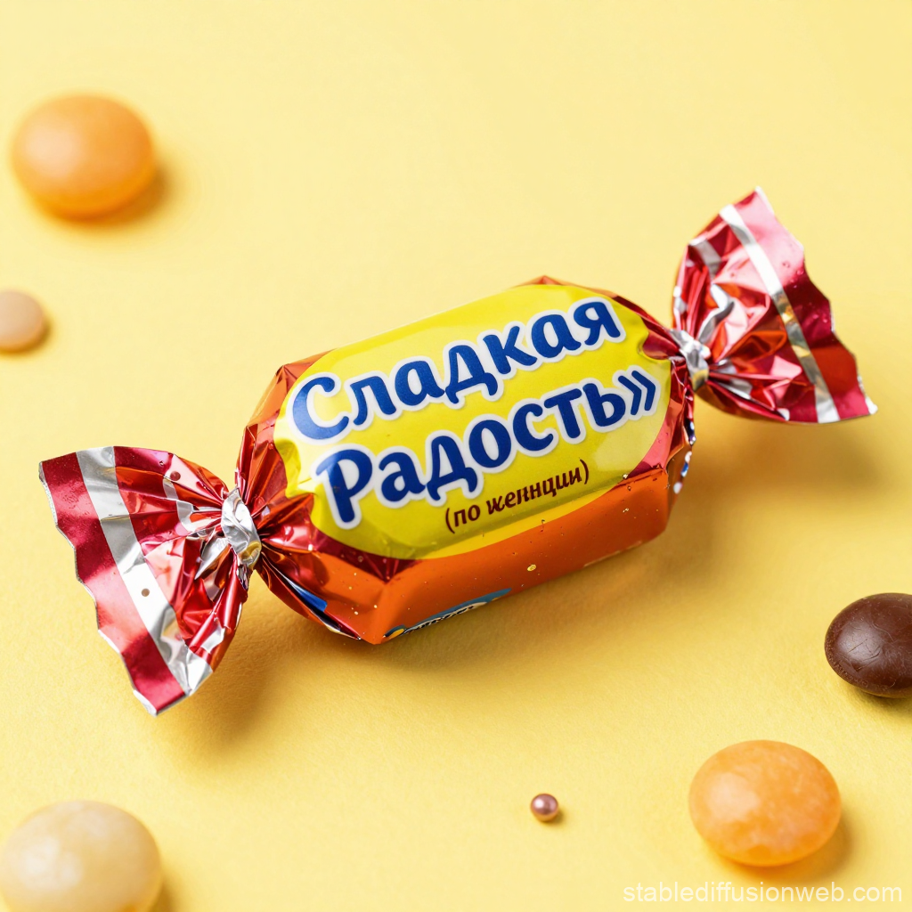 Close-up of Russian Candy Wrapped in Bright Foil
