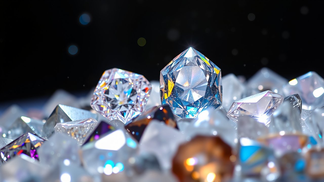 Close-up of Sparkling Gemstones Under Clear Light