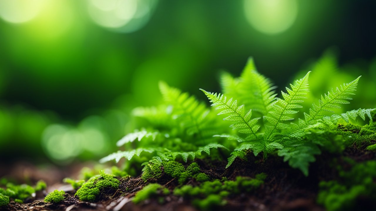 Close-up of Vibrant Green Fern Sprouts in Forest
