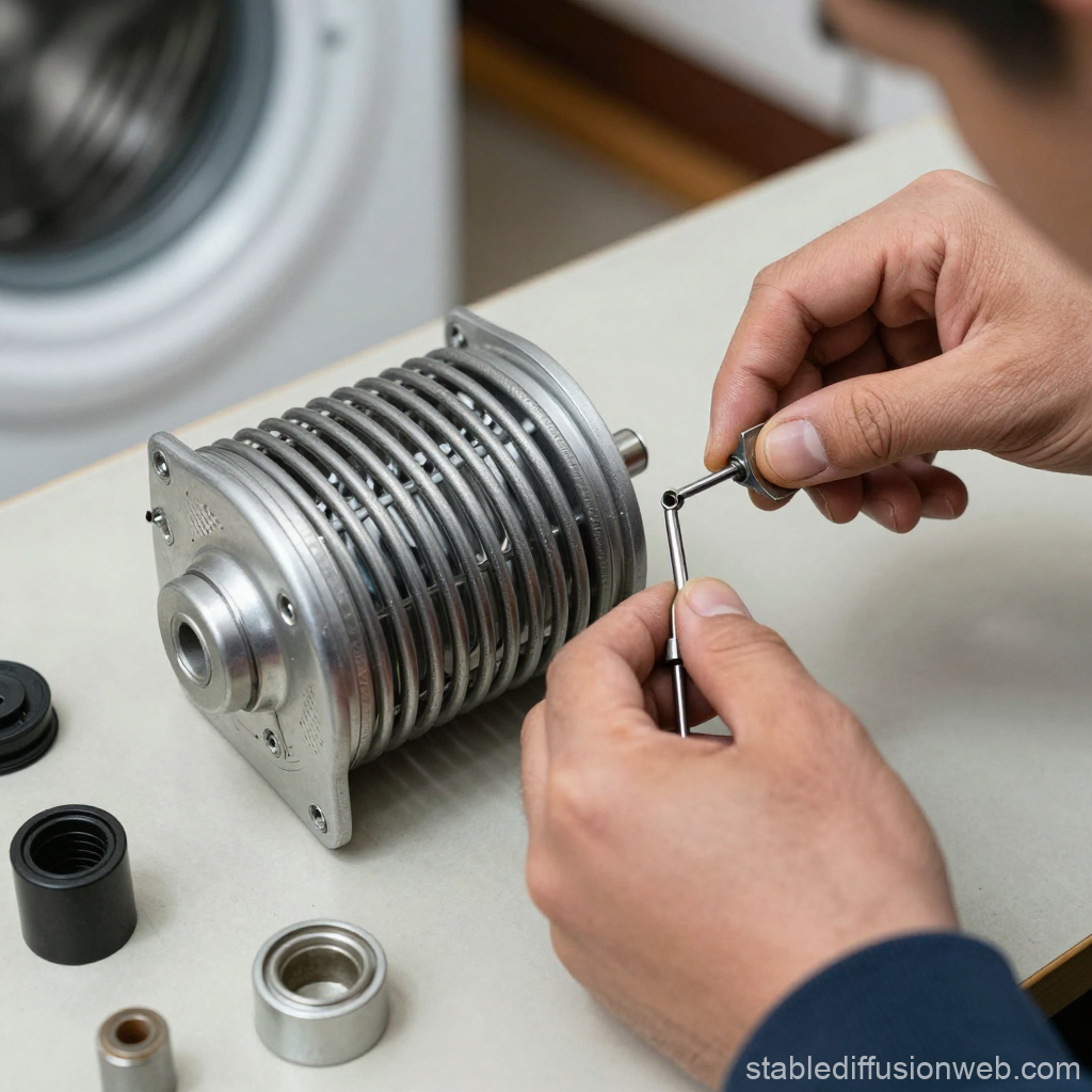 Close-up of Washing Machine Heater Repair
