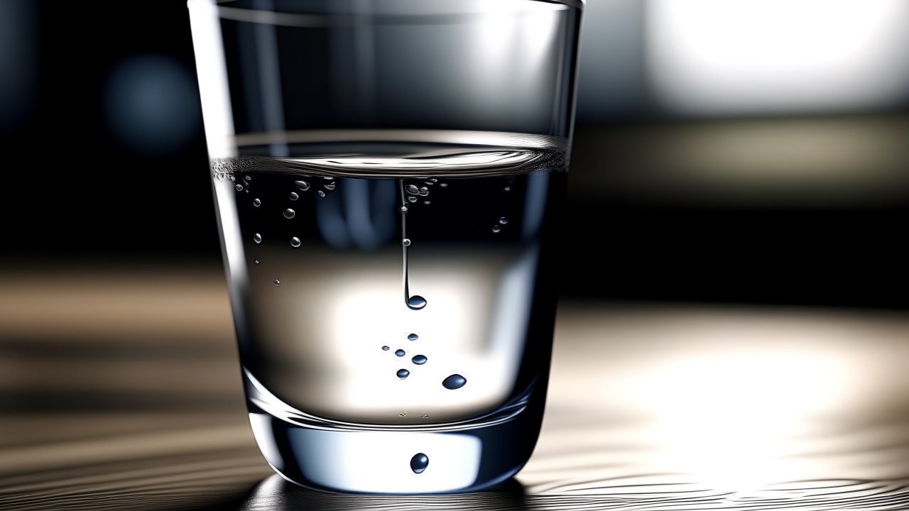 Close-up of Water Droplets in a Glass
