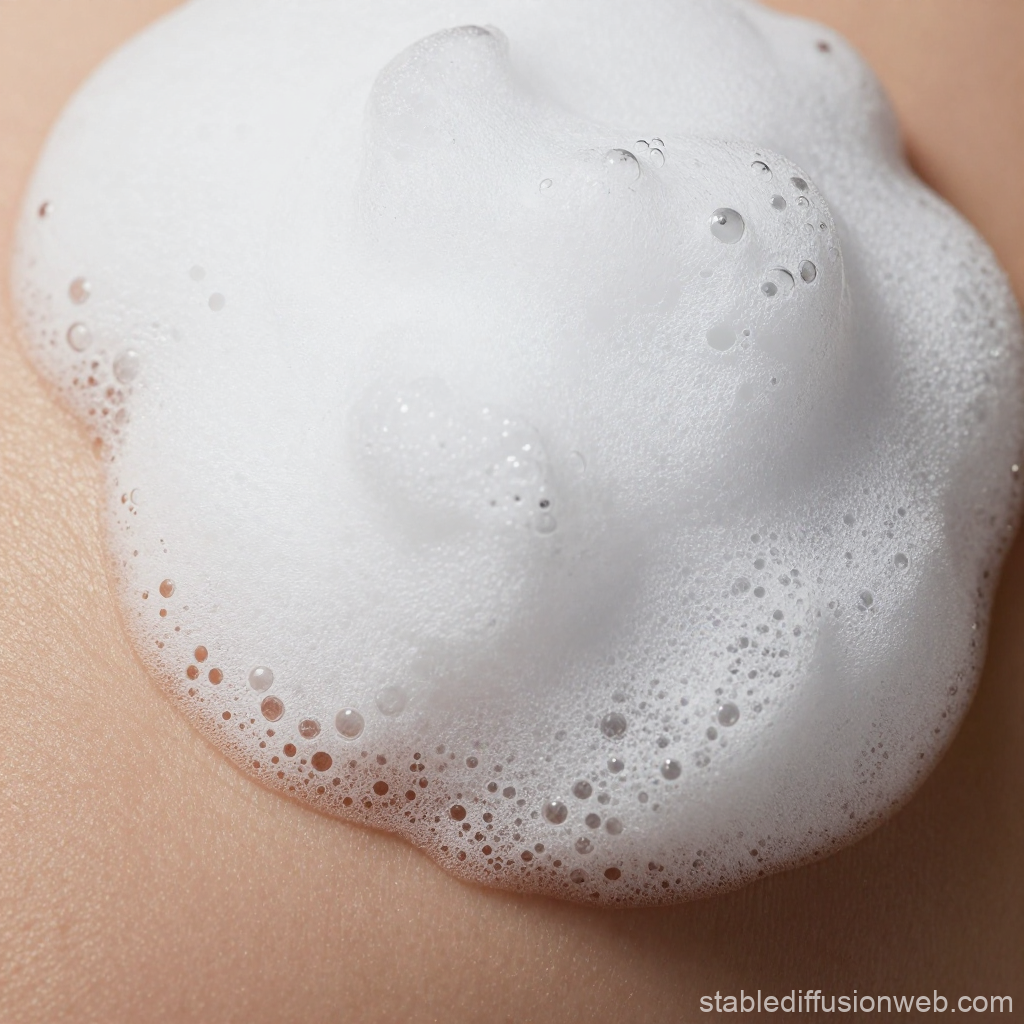 Close-up of White Clay Mousse Foam on Skin