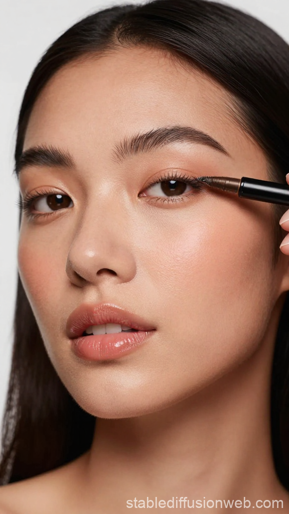 Close-up of Woman Applying Eyeliner with Precision