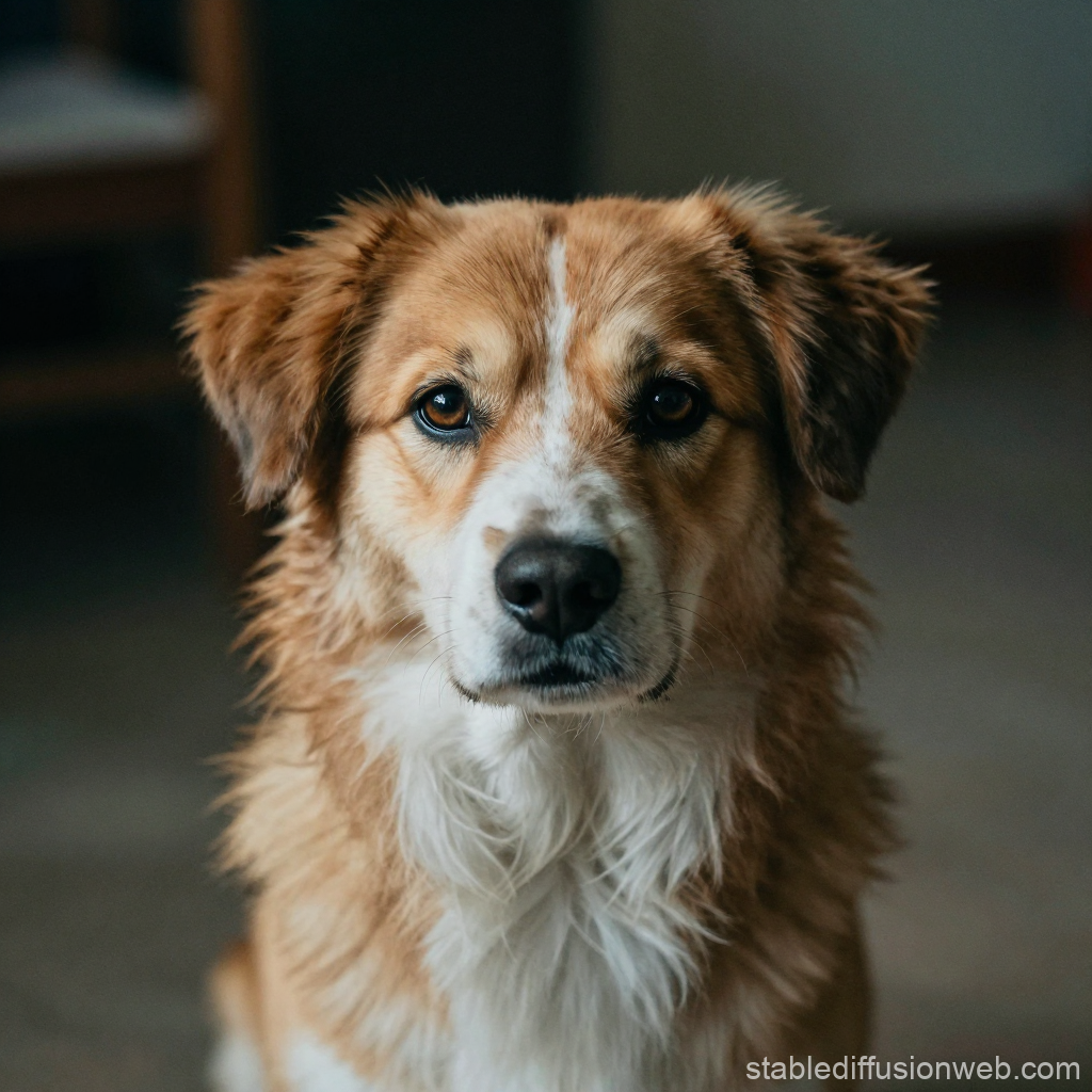 Close-up Portrait of a Brown and White Dog
