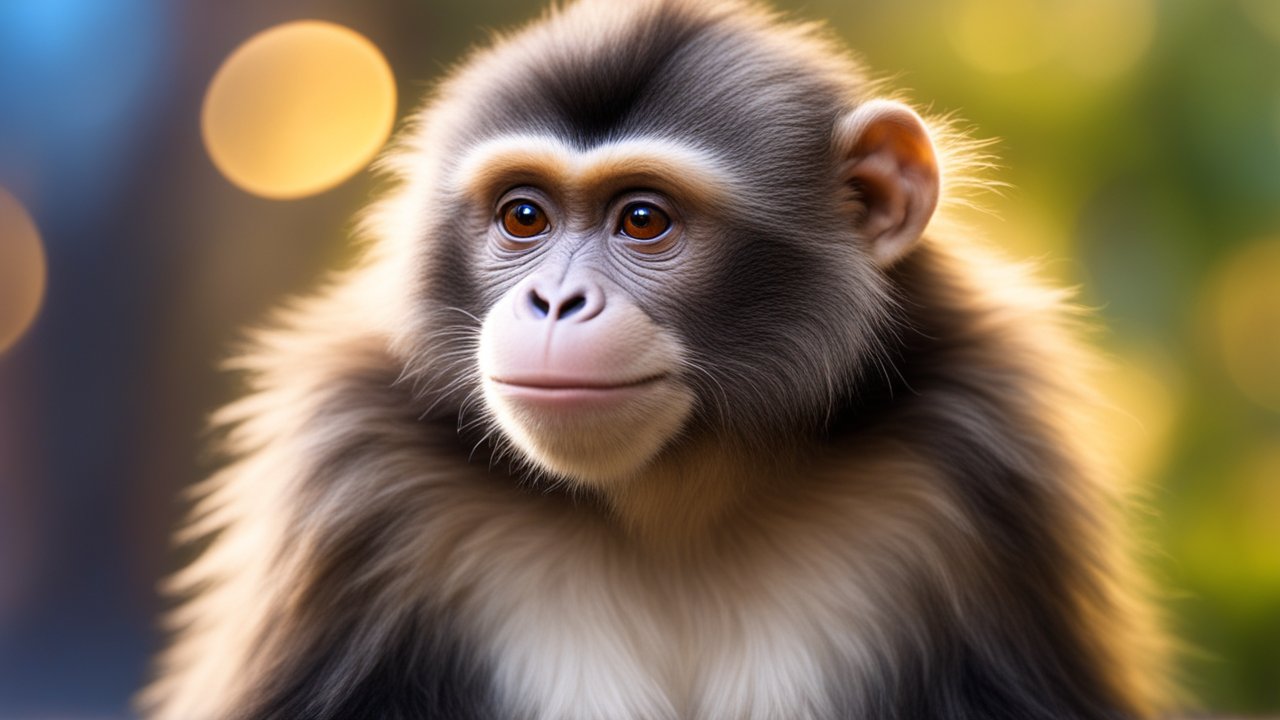 Close-up Portrait of a Cute Monkey with Soft Lighting