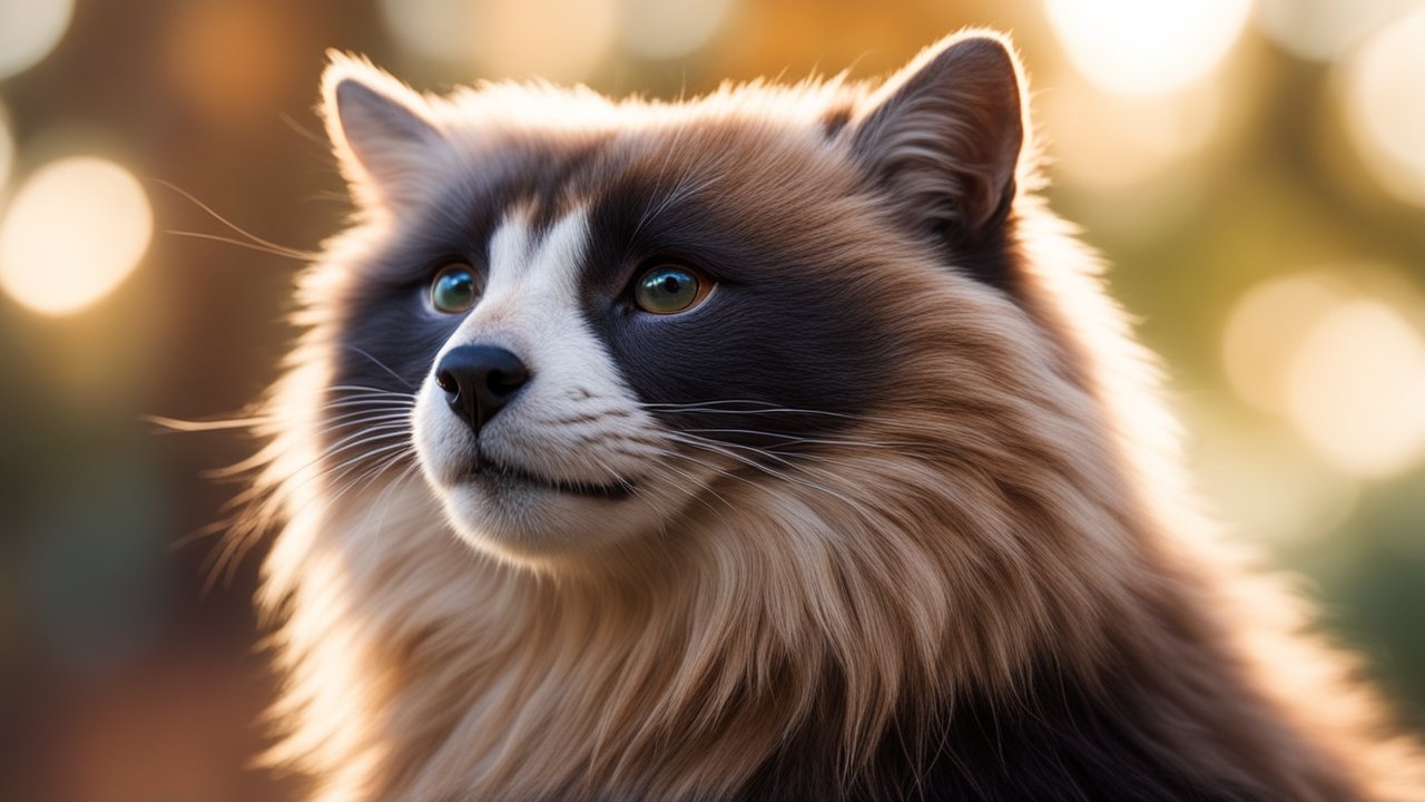 Close-up Portrait of a Fluffy Raccoon Dog in Warm Light