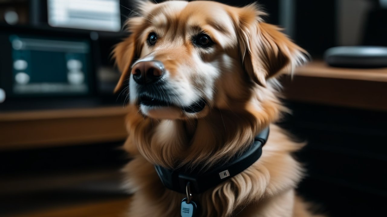 Close-up Portrait of a Golden Retriever Dog Indoors