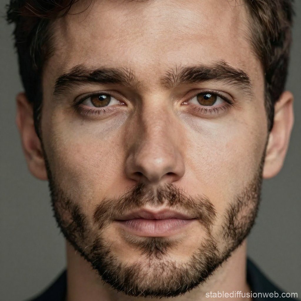 Close-up Portrait of a Man with Brown Eyes and Beard
