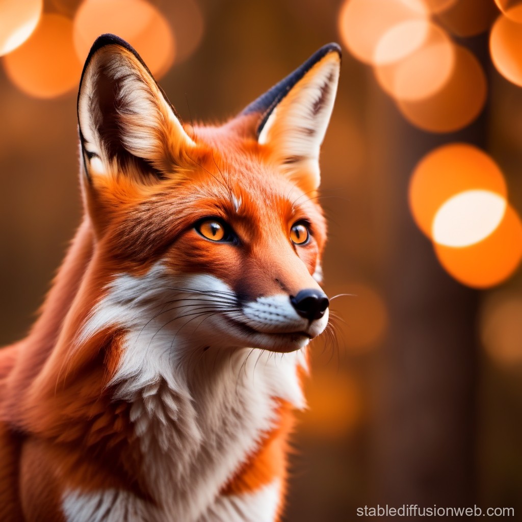 Close-up Portrait of a Red Fox with Warm Bokeh Background