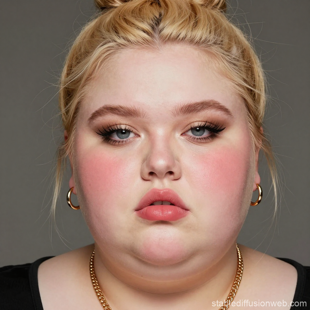 Close-up Portrait of a Woman with Blonde Hair and Gold Jewelry