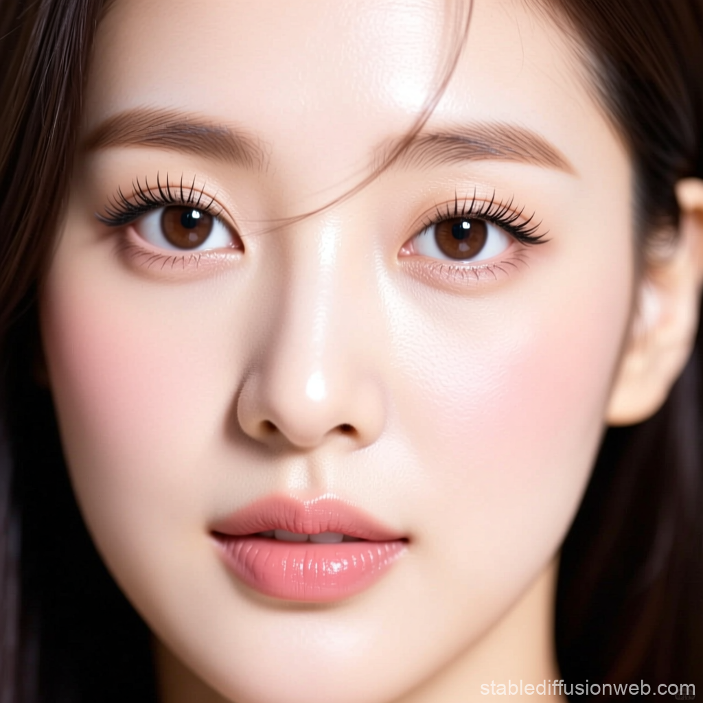 Close-up Portrait of a Young Woman with Flawless Skin