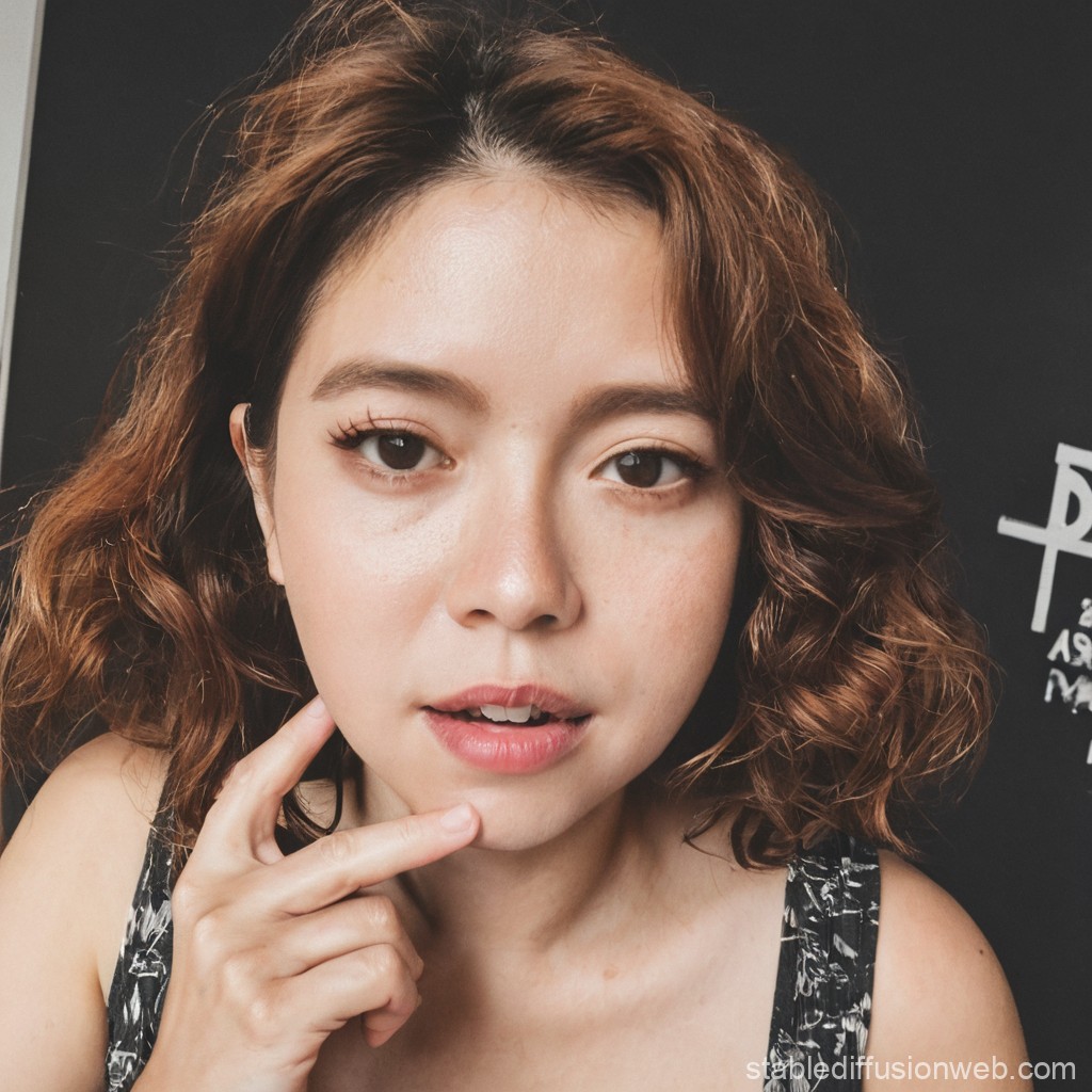 Close-up Portrait of Woman with Curly Hair