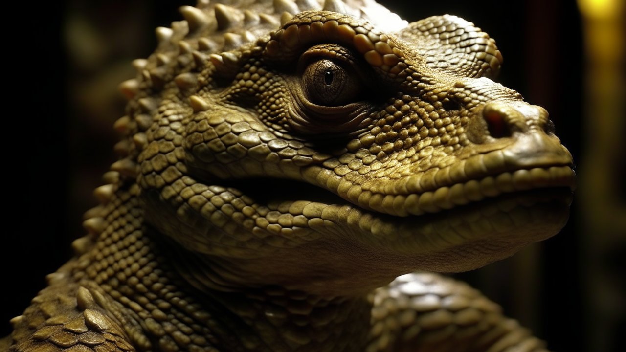 Close-up Realistic Portrait of a Reptilian Creature