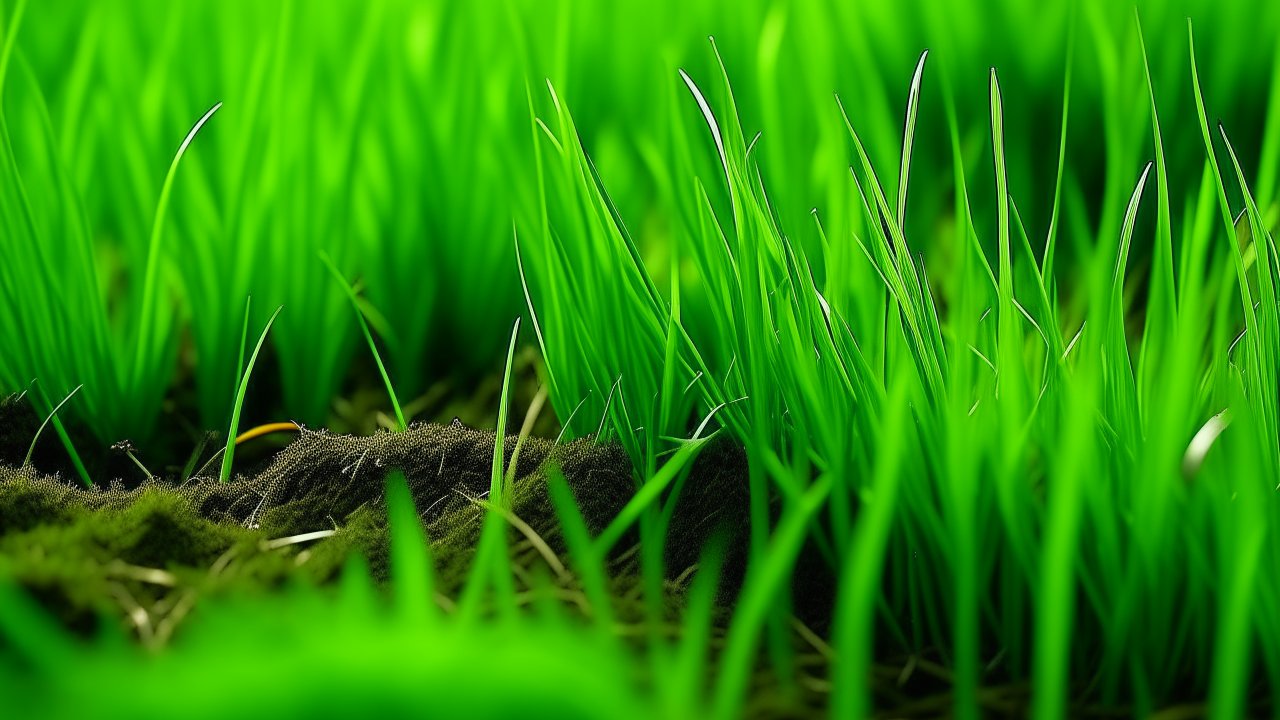 Close-Up View of Vibrant Green Grass Blades