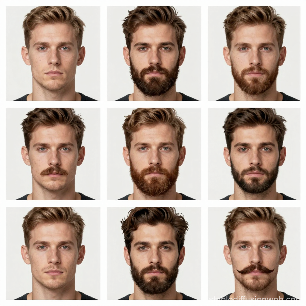 Collage of Various Beard Styles on Male Models