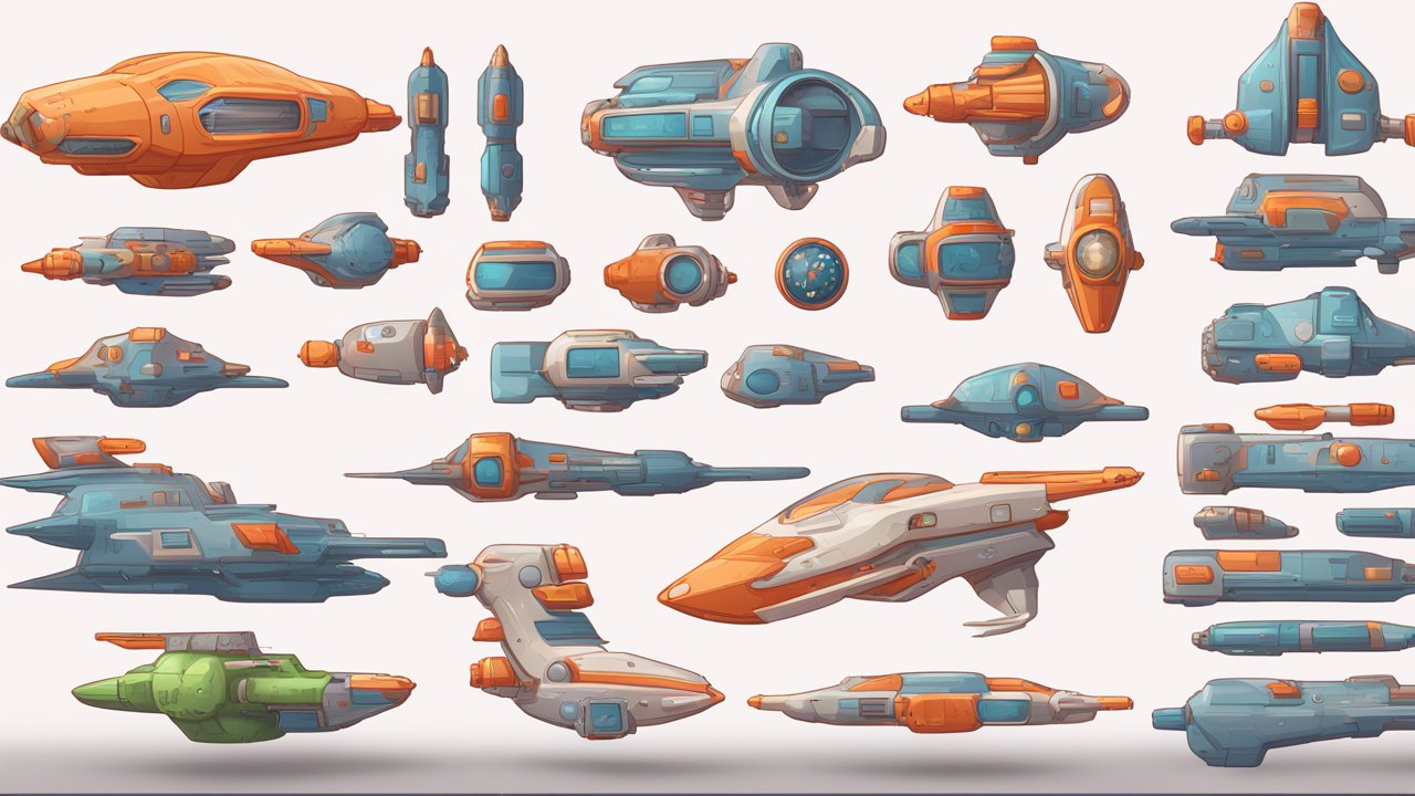 Collection of Colorful 2D Cartoon Spaceships for Game Design