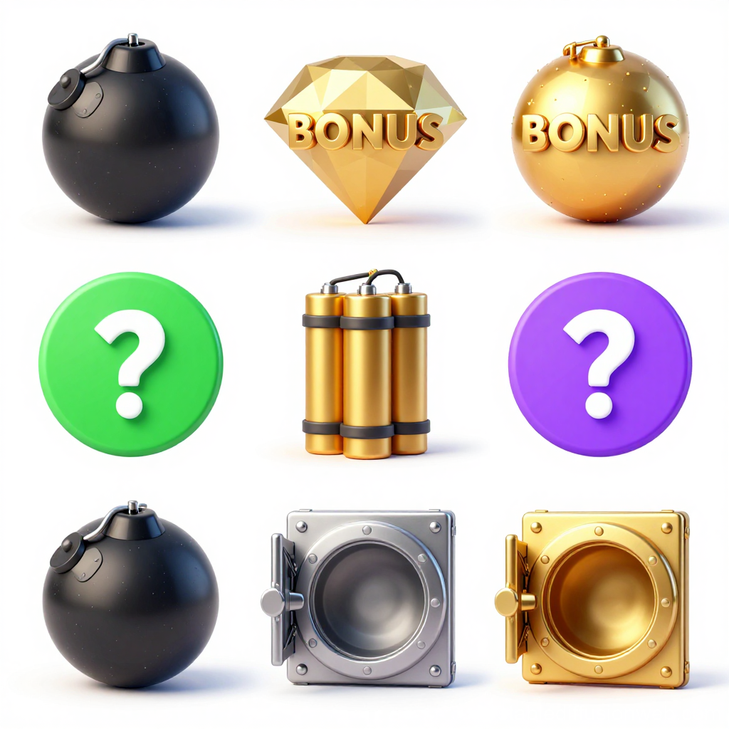 Collection of Glimmering Bomb and Bonus Symbols
