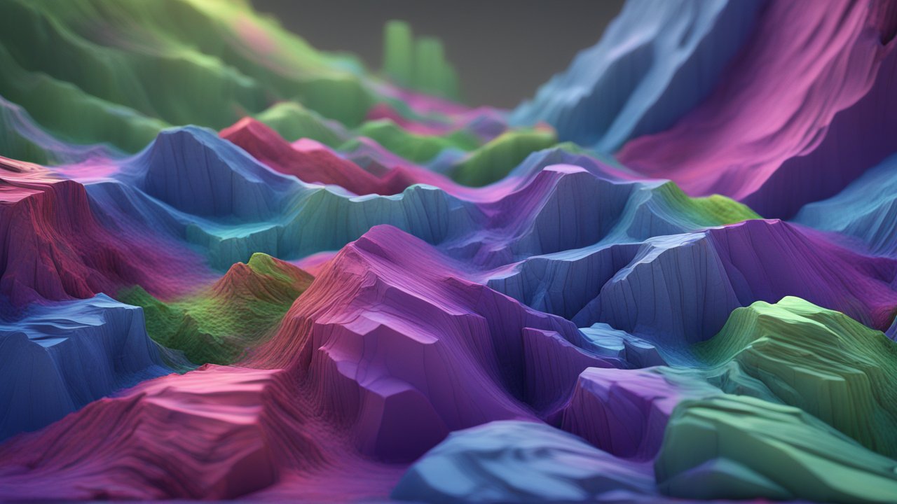 Colorful Abstract 3D Terrain Landscape