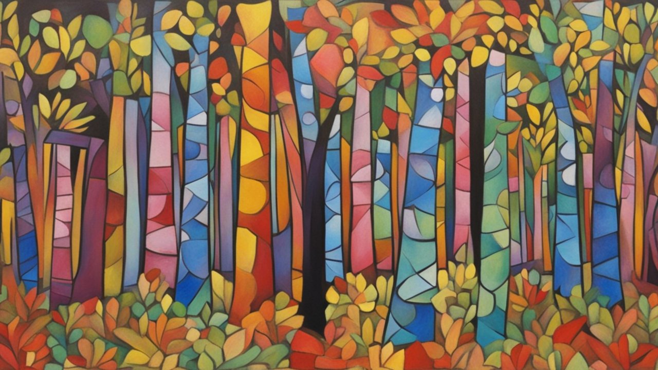 Colorful Abstract Forest in Picasso Style