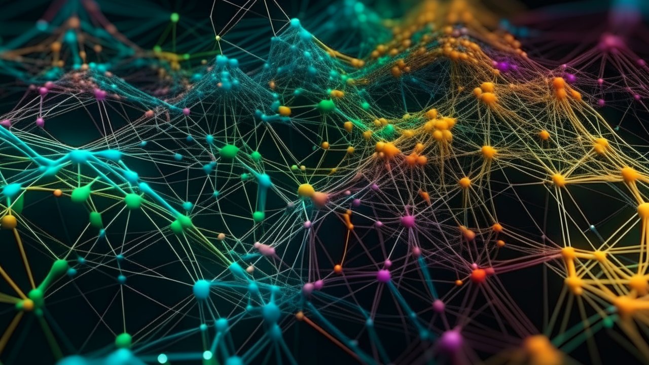 Colorful Abstract Network of Connected Nodes