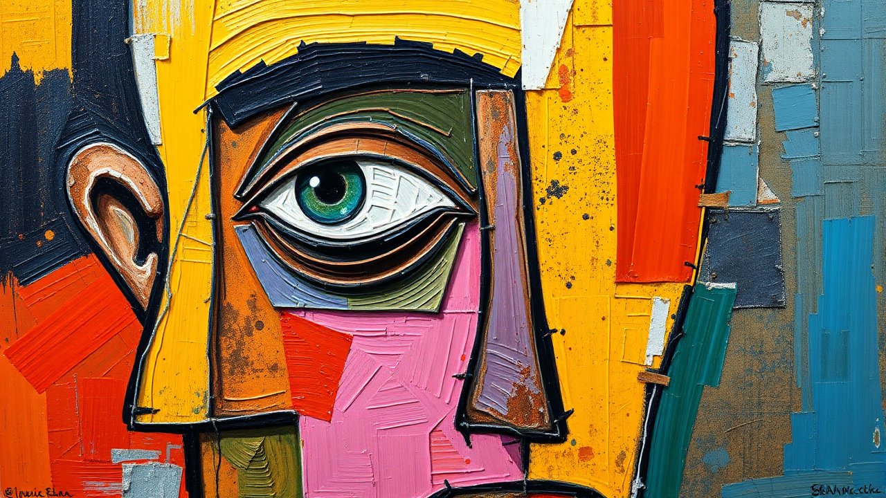 Colorful Abstract Portrait with Bold Textures