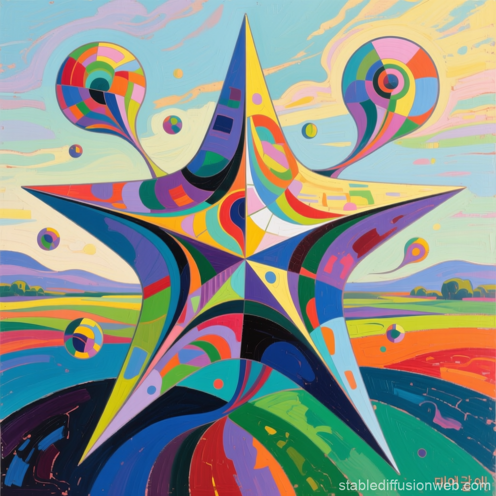 Colorful Abstract Star with Geometric Patterns