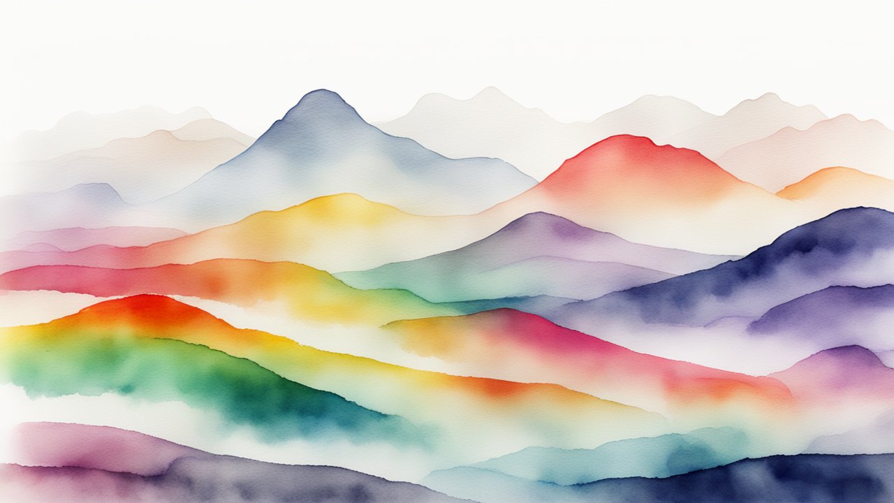 Colorful Abstract Watercolor Mountains