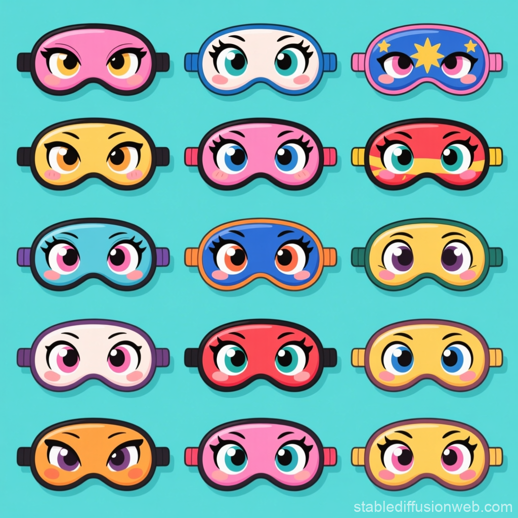 Colorful Cartoon Eye Masks with Expressive Eyes