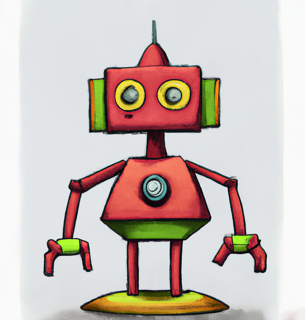 Colorful Cartoon Robot with Big Eyes