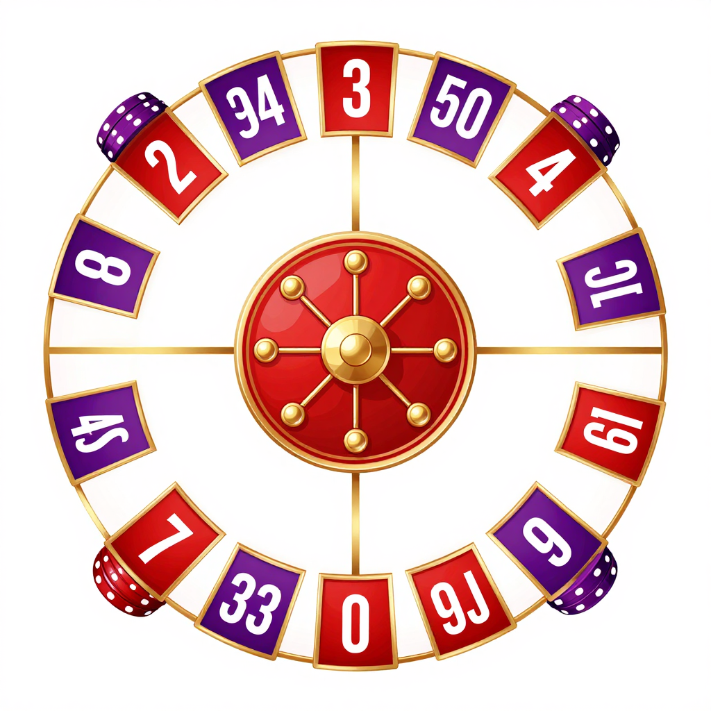 Colorful Casino Wheel with Numbers and Dice