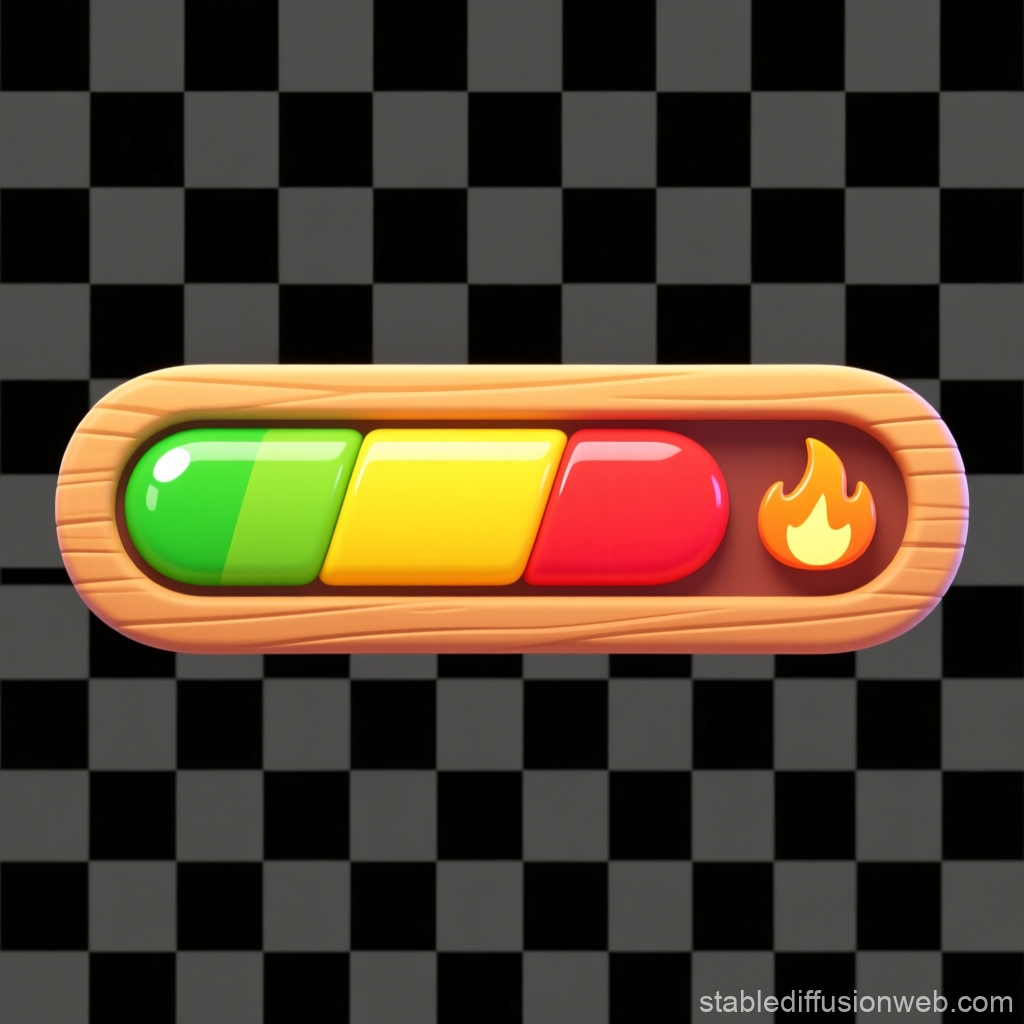 Colorful Cooking Game Progress Bar with Fire Icon