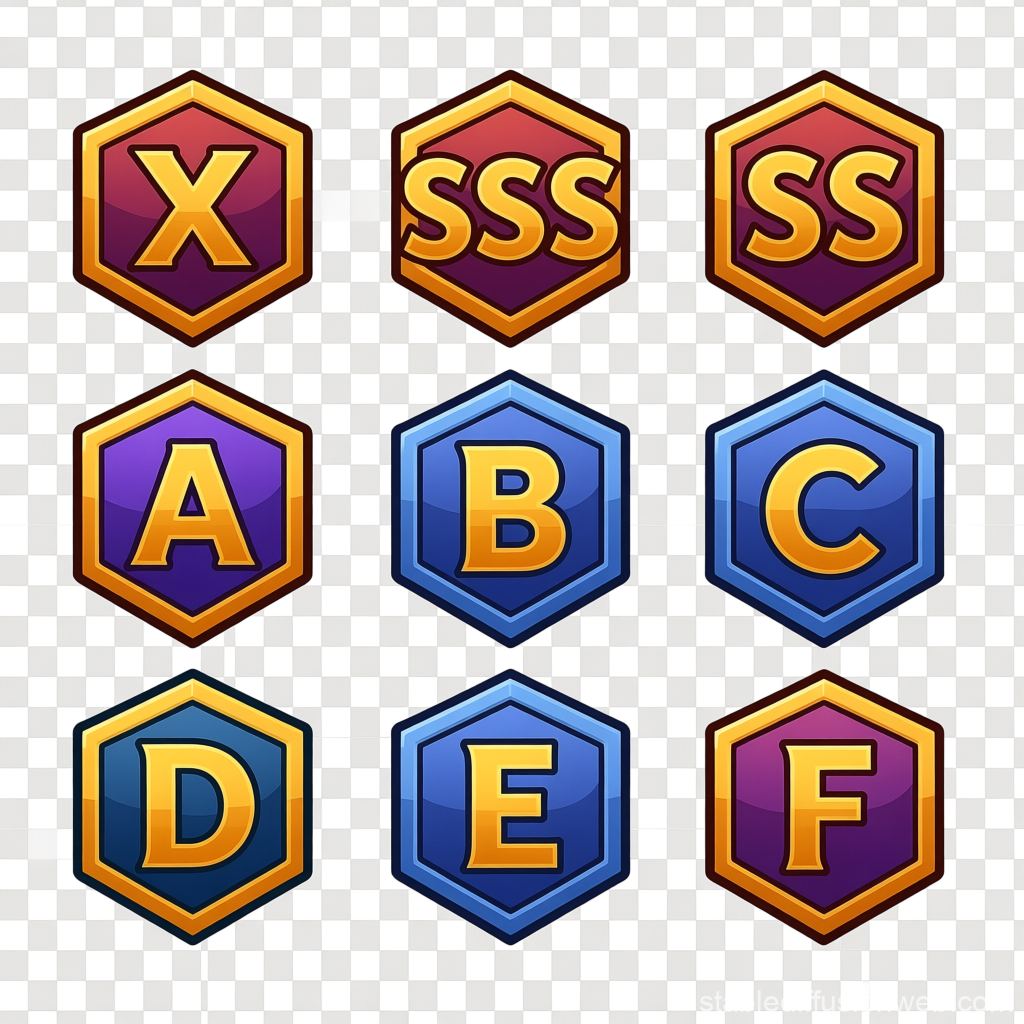 Colorful Discord Rank Icons with Letters and Grades