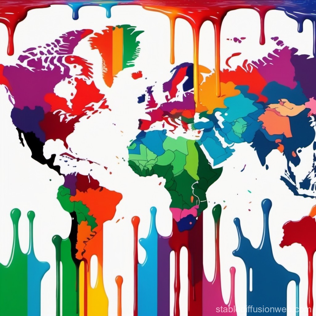 Colorful Dripping Paint World Map