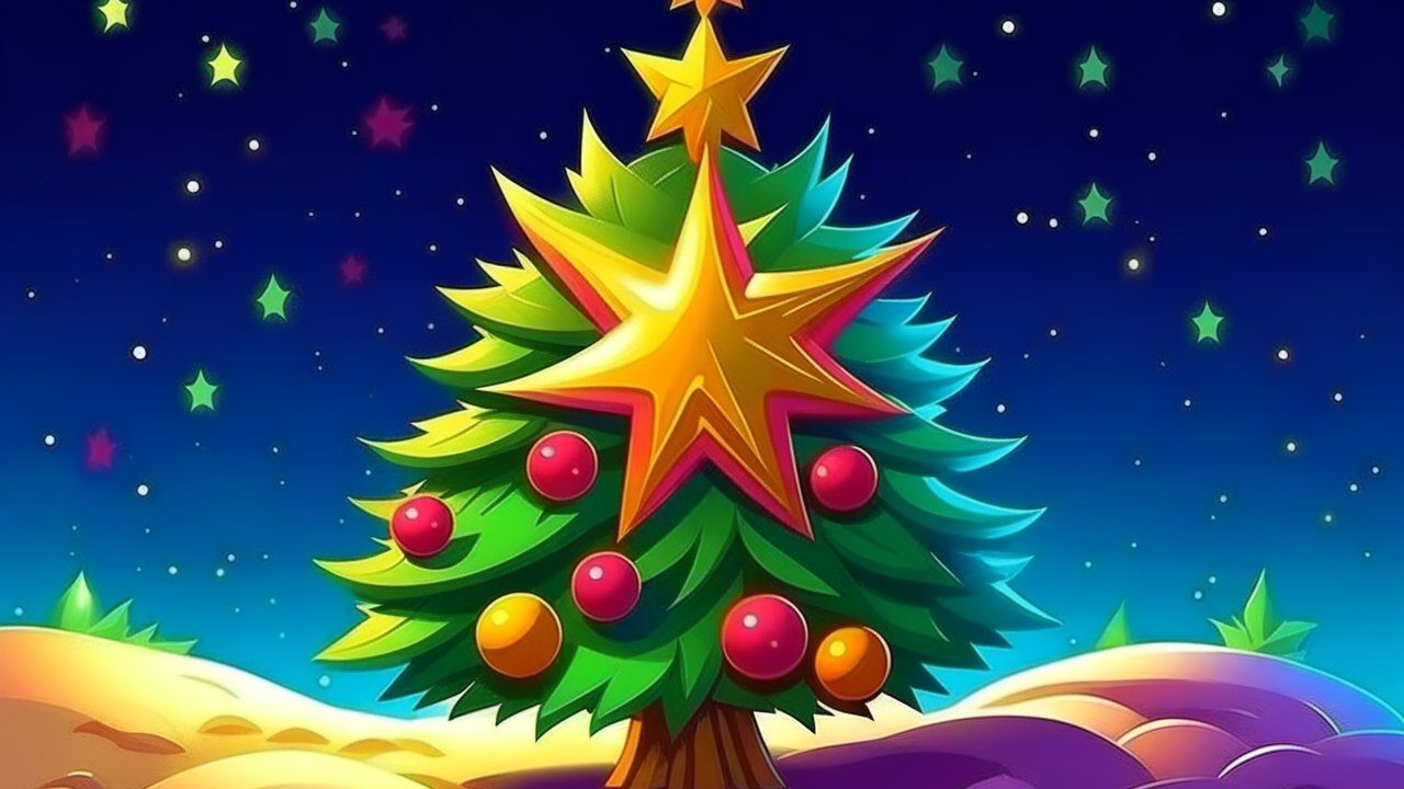 Colorful Fantasy Christmas Tree Illustration