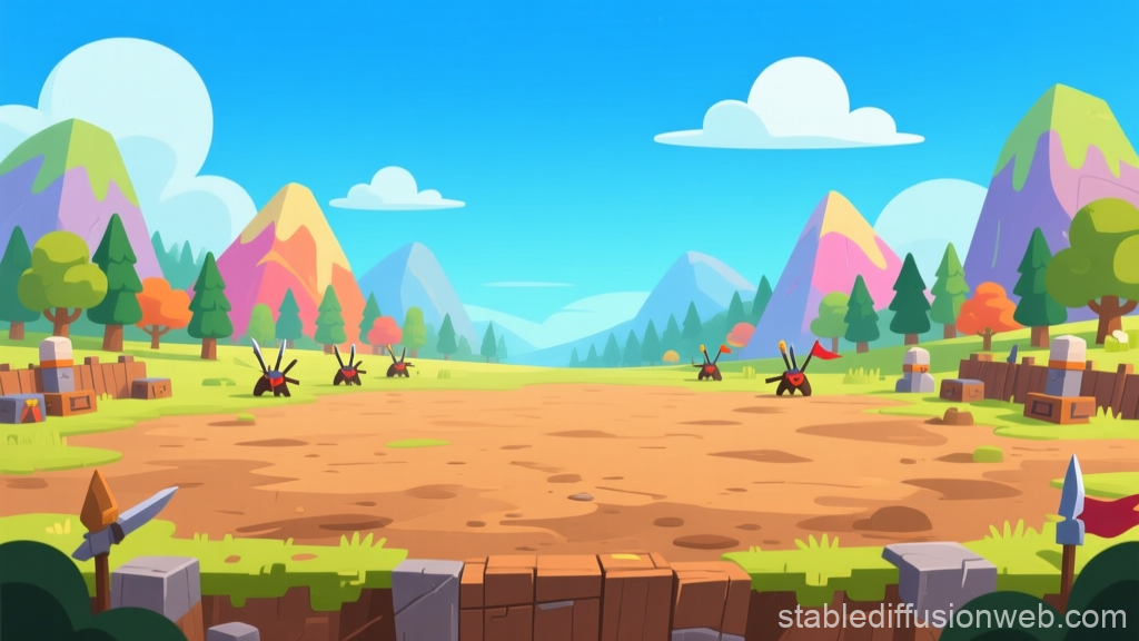 Colorful Fantasy RPG Battlefield with Cartoon Style