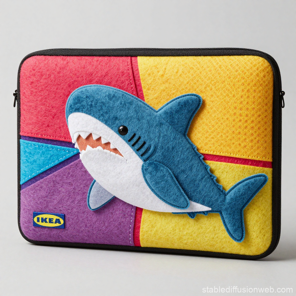 Colorful Felt Laptop Sleeve with Playful Shark Design