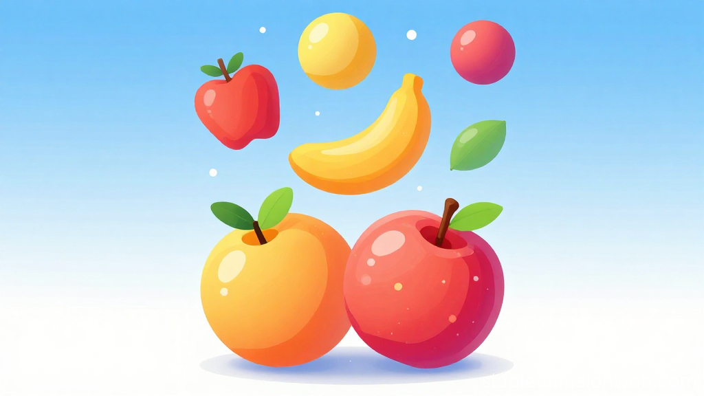 Colorful Floating Fruits Illustration