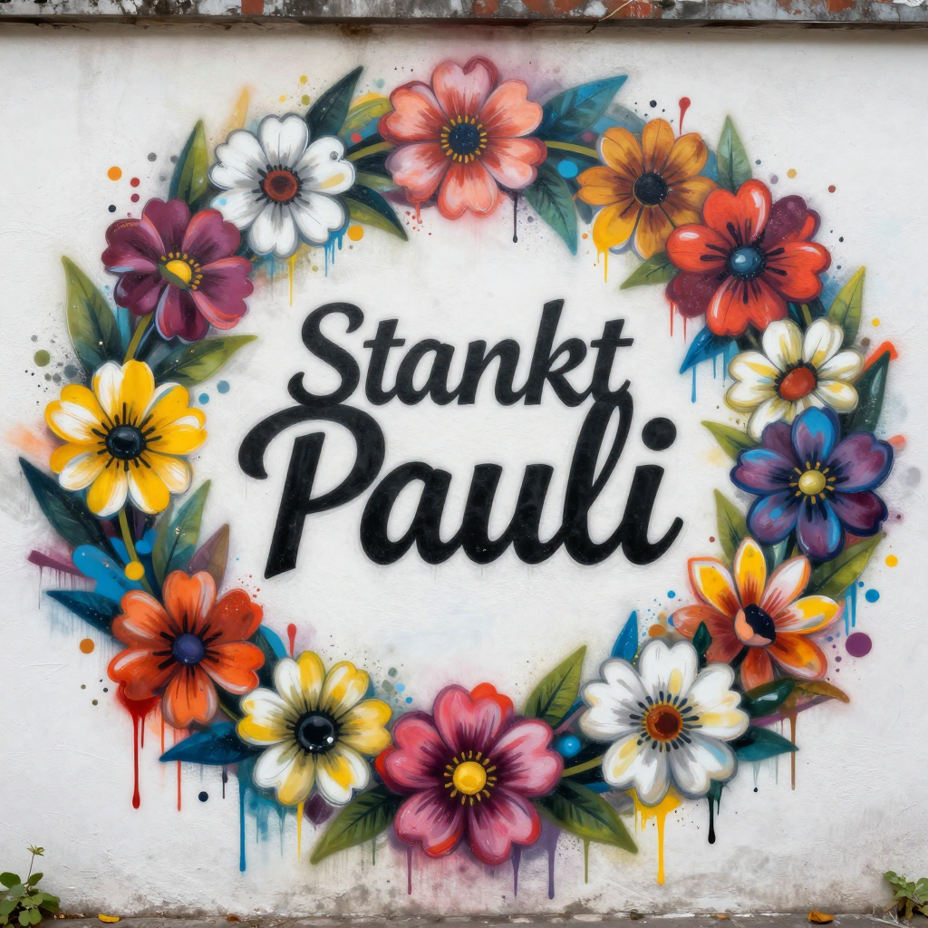 Colorful Flower Wreath Graffiti with Stankt Pauli Text