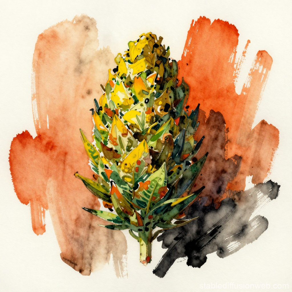 Colorful Ganja Bud Watercolor Painting