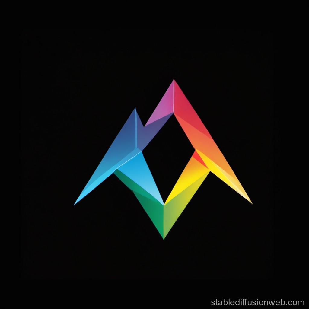 Colorful Geometric Abstract Shape on Black Background
