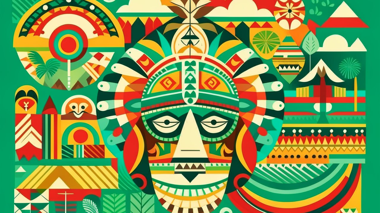Colorful Geometric Tribal Mask Abstract