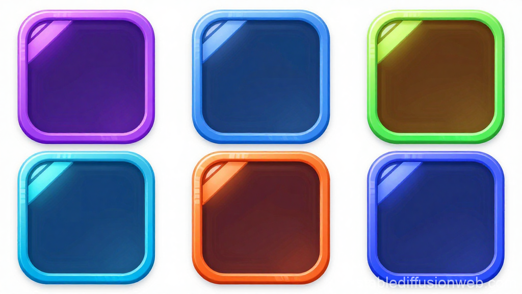 Colorful Glossy Square UI Buttons