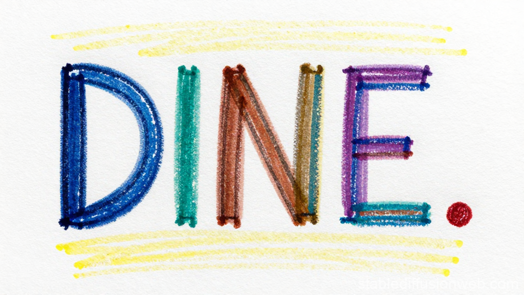 Colorful Hand-Drawn Word DINE