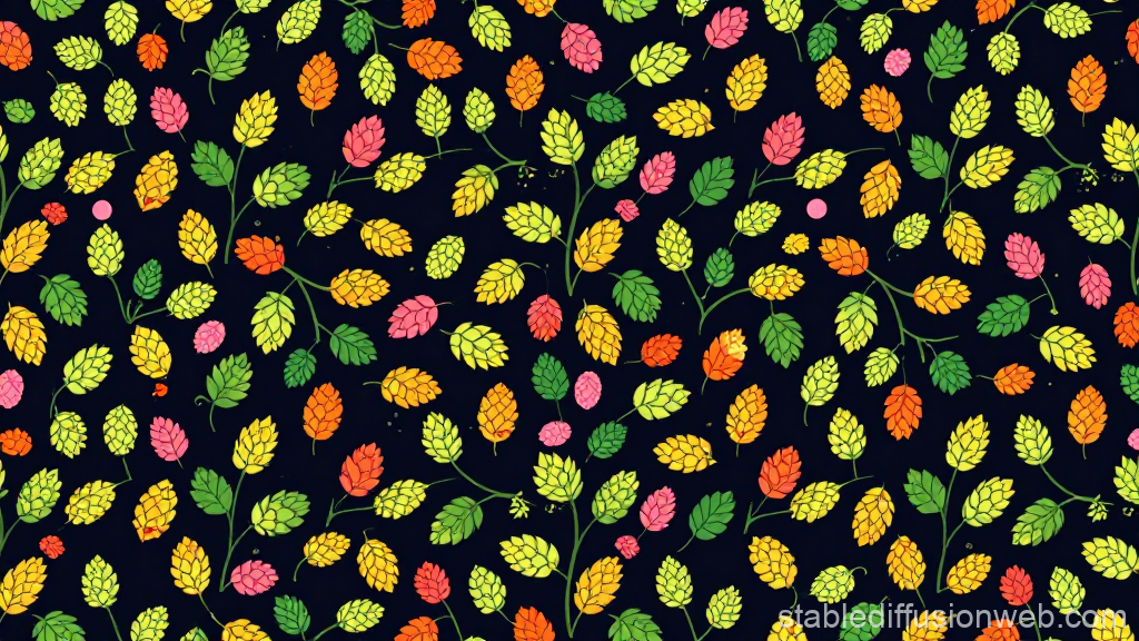 Colorful Hop Pattern on Dark Background