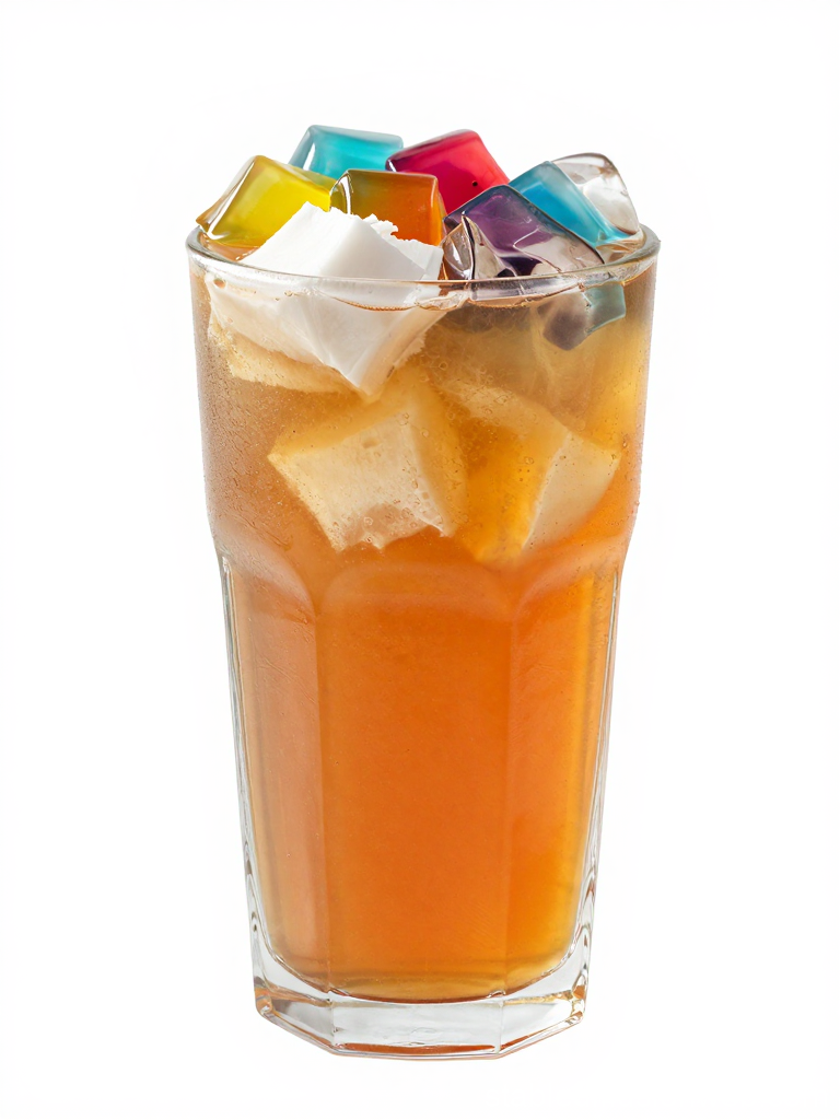 Colorful Jelly Coconut Tea in a Glass