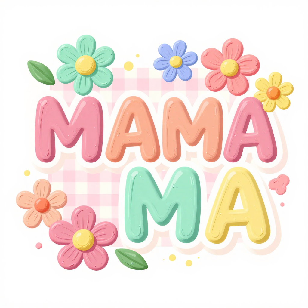 Colorful Mama Typography with Floral Decorations