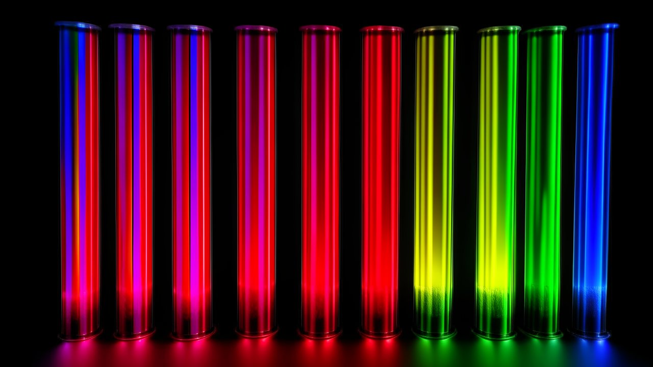 Colorful Neon Test Tubes in a Row