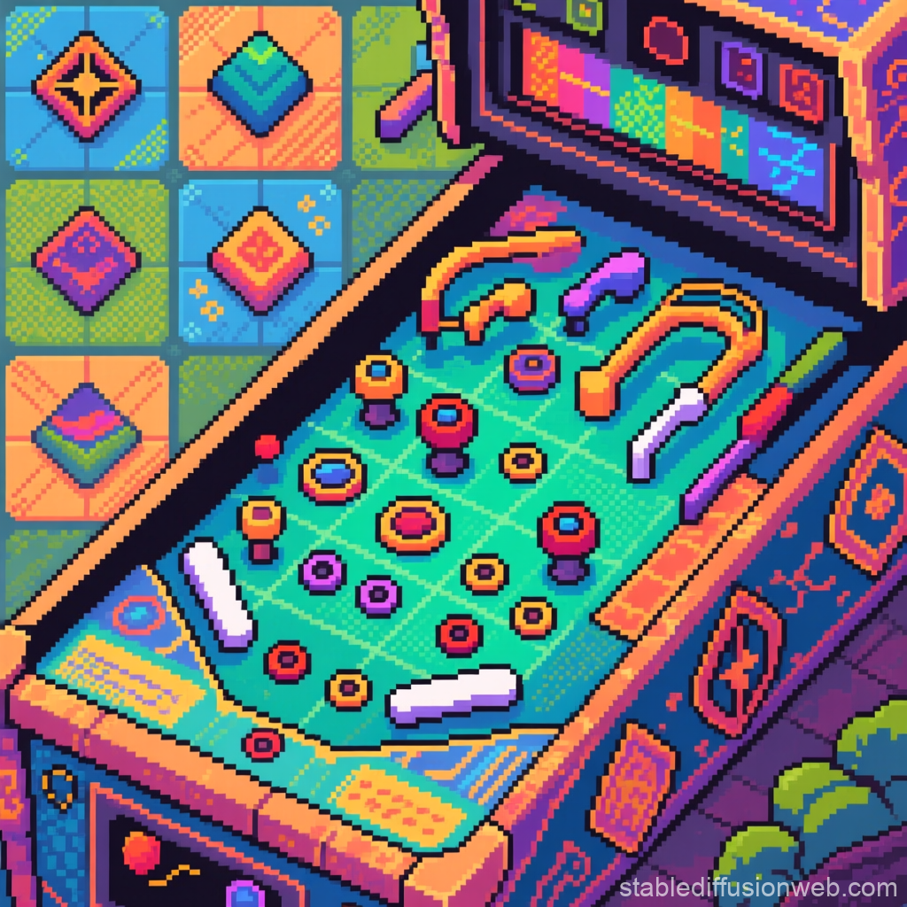 Colorful Pixel Art Pinball Machine Game Asset