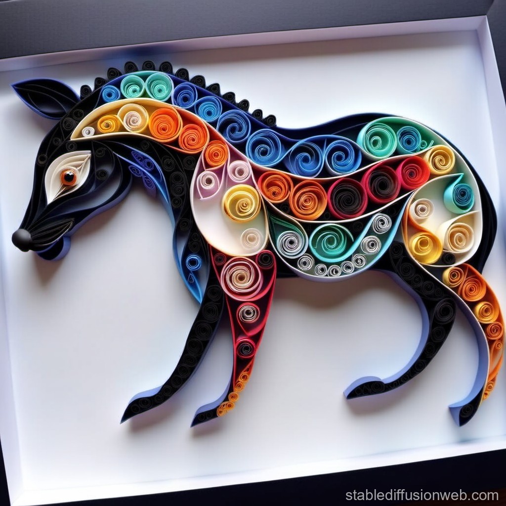 Colorful Quilling Art of a Stylized Dog